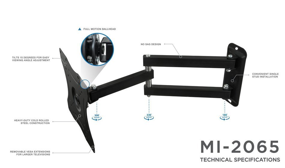 Mount-It! TV Wall Mount Full Motion LCD, LED 4K TV Swivel Bracket for 23-55 inch Screen Size, Compatible with... N4