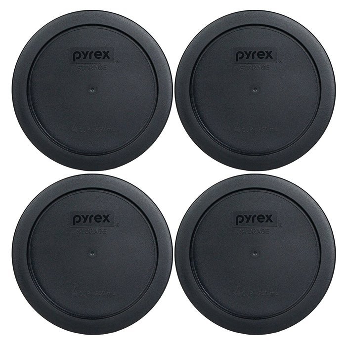 Pyrex 7201-PC Round 4 Cup Storage Lid for Glass Bowls (4, Midnight Black)