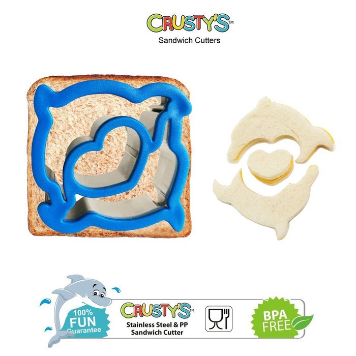 Crusty's Dolphin Sandwich Cutter Stainless Steel Crust & Cookie Cutter - Fun Bites for Kids & Toddlers - Extra... N2