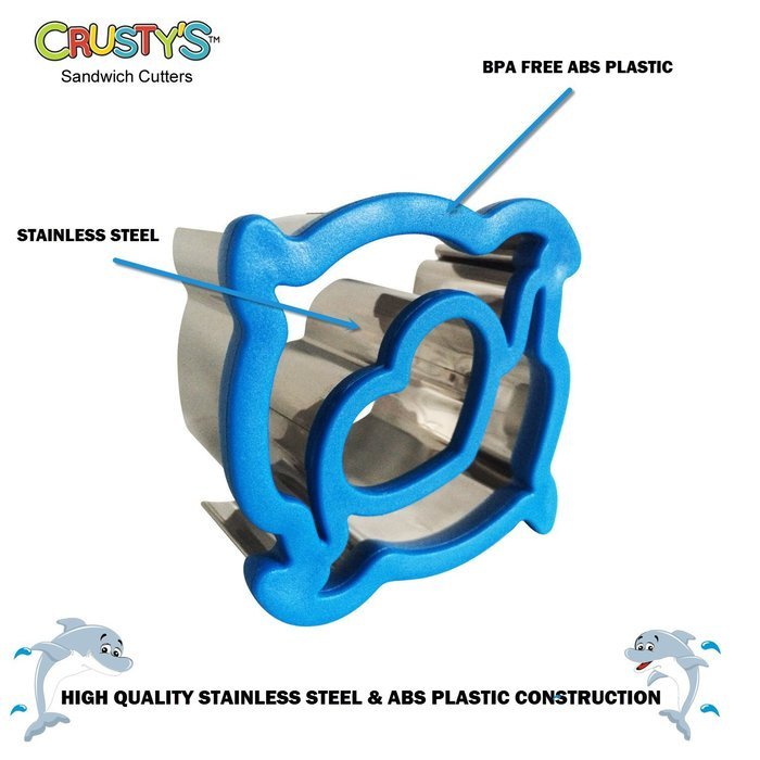 Crusty's Dolphin Sandwich Cutter Stainless Steel Crust & Cookie Cutter - Fun Bites for Kids & Toddlers - Extra... N3