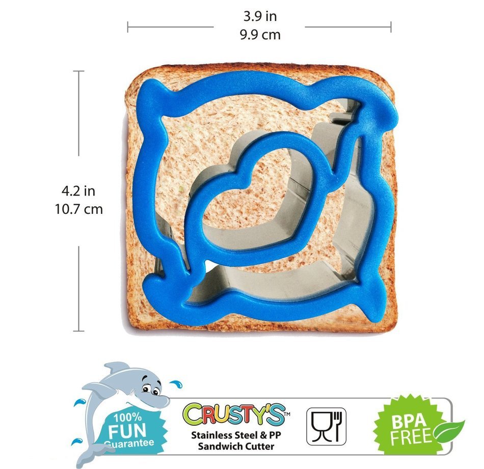 Crusty's Dolphin Sandwich Cutter Stainless Steel Crust & Cookie Cutter - Fun Bites for Kids & Toddlers - Extra... N4
