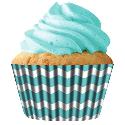 Turquoise Chevron Standard Cupcake Baking Cup Liners, 32 Count by Cupcake Creations