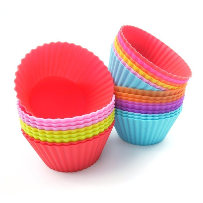 LEMCASE Silicone Baking Cups, Cupcake Liners, Muffin Cup (Set of 24 ...