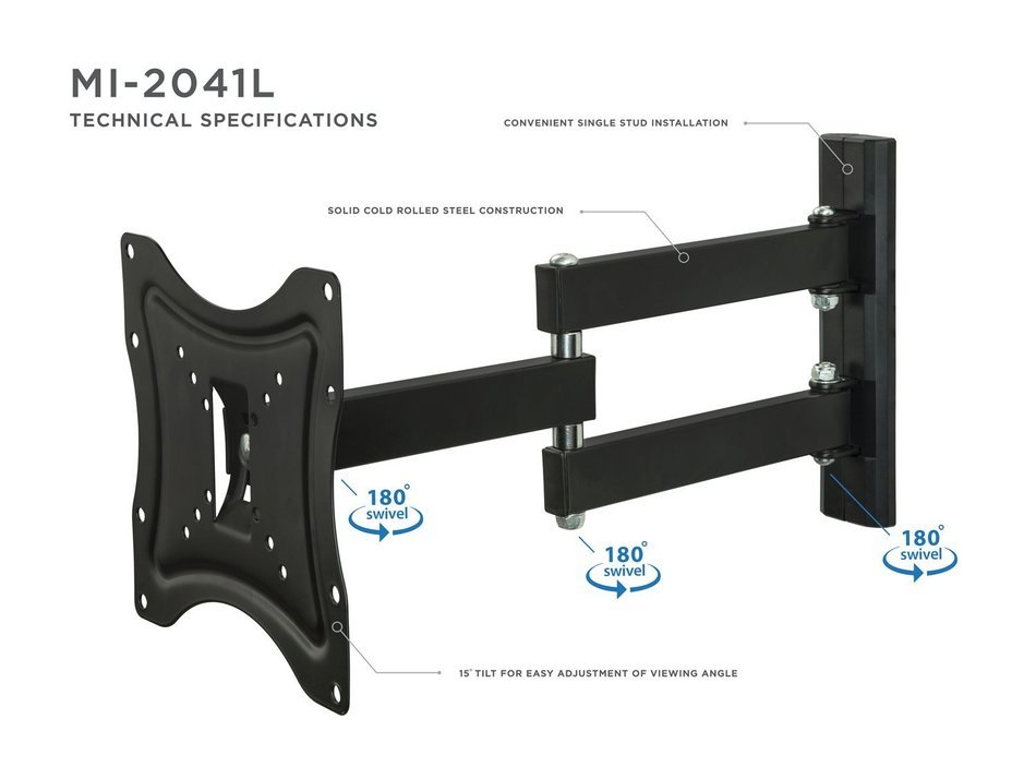 Mount-It! TV Wall Mount Bracket Full Motion Computer Monitor Arm, Swivel Tilting Corner Bracket for 23 - 42 inch... N4