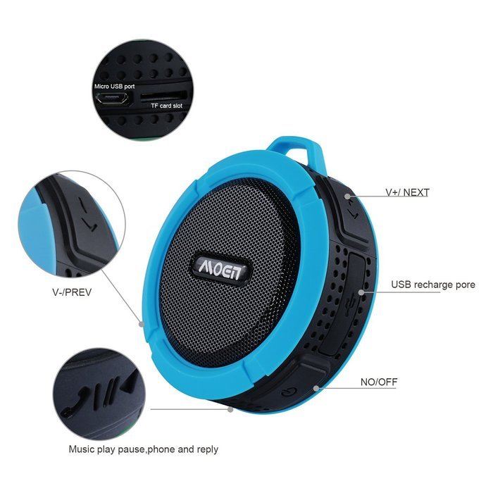 [Outdoor&Shower Speaker ] Moen Waterproof Portable Wireless Bluetooth Speaker 5W Driver Built-in Mic Handsfree... N2