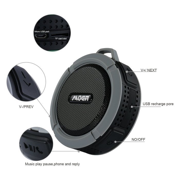 [Outdoor&Shower Speaker ] Moen Waterproof Portable Wireless Bluetooth Speaker 5W Driver Built-in Mic Handsfree... N16