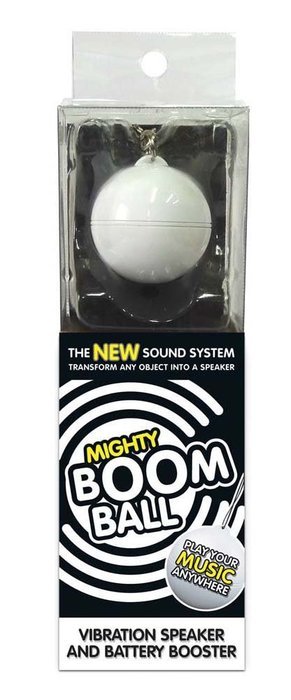 Mighty BoomBall Portable Vibration Speaker with Battery Booster - White