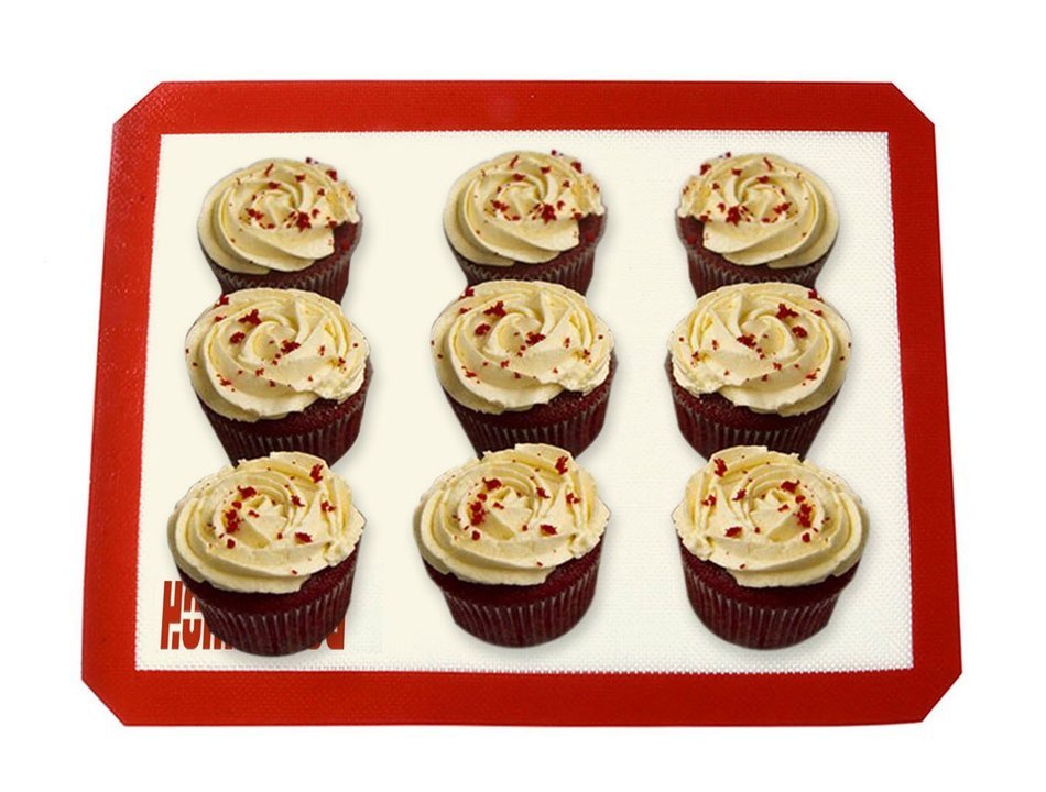 HOMYSNUG(TM) Silicone Baking Mat - Set of 3 - Half Sheet(Thick & Large 11.5" x 16.4") Cookie Baking Set - Nonstick... N5