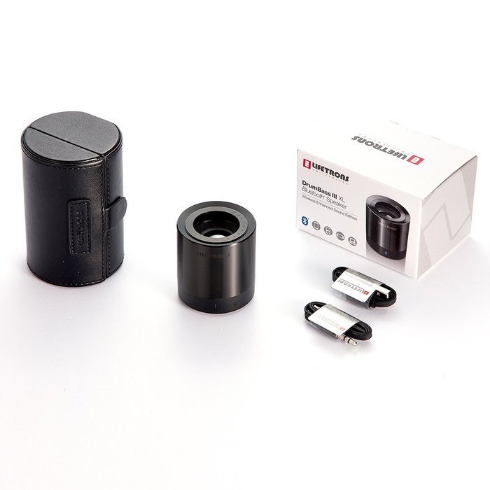 NEW Lifetrons DrumBass III XL MIni Bluetooth Speaker, Deluxe Wireless Black Edition N2