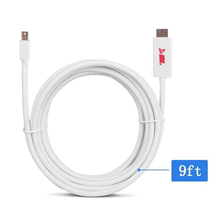 HDE 10ft. Mini Display Port Male to HDMI Male Cable Gold Plated Apple MacBook to HDTV Monitor Adapter N3