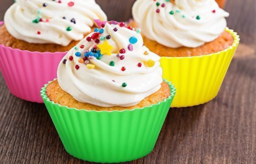 Sunsella Silicone Baking Cups, Standard Size, 2.6" W X 1.3" H, 12 Count N2