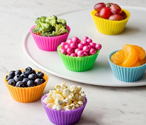 Sunsella Silicone Baking Cups, Standard Size, 2.6" W X 1.3" H, 12 Count N5