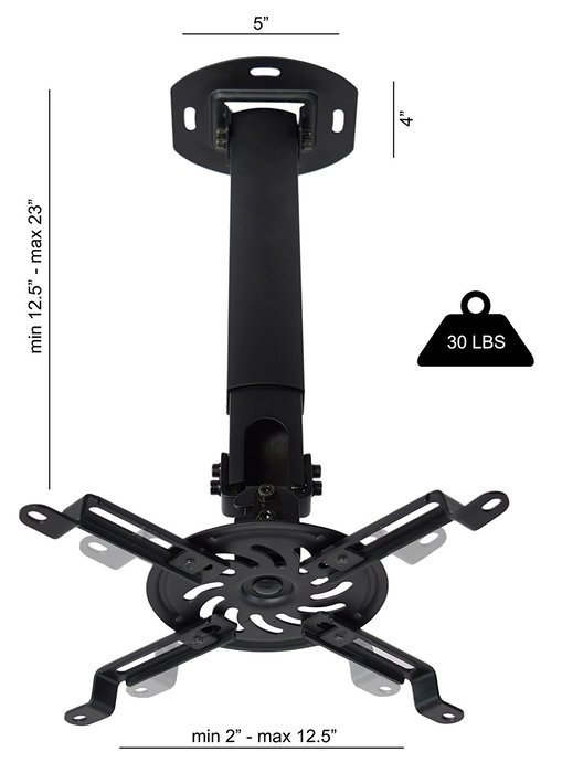 VIVO Universal Extending White Ceiling Projector Mount / Height Adjustable Projection (MOUNT-VP02W) N7