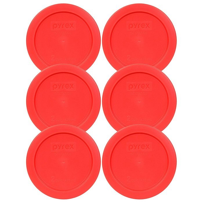 Pyrex Green 2 Cup Round Storage Cover #7200-PC for Glass Bowls, 4 Pack N5