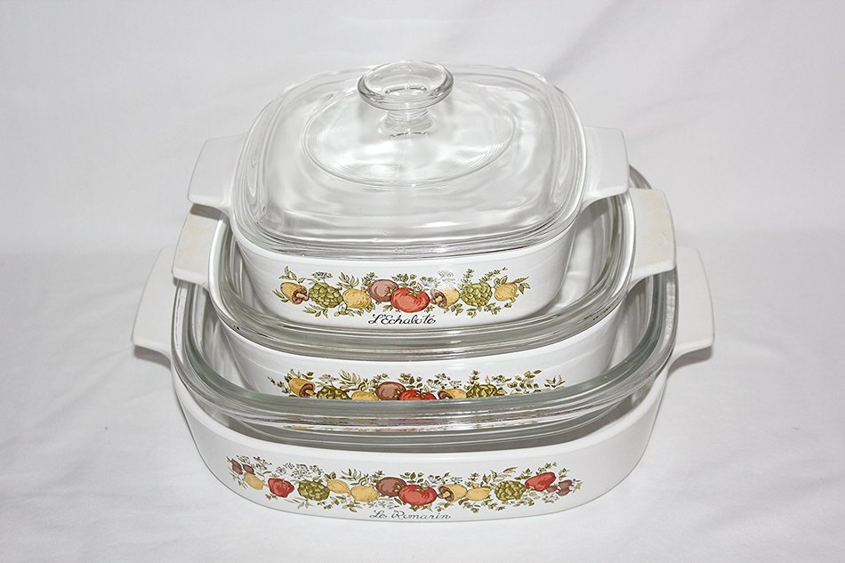 Set of 12 - Vintage 1970s Corning Ware " Spice O' Life " Covered Casserole Skillet Baking Dishes w/ Lids (2 Liter... N4