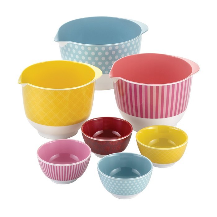 Cake Boss Countertop Accessories 7-Piece Melamine Mixing and Prep Bowl Set