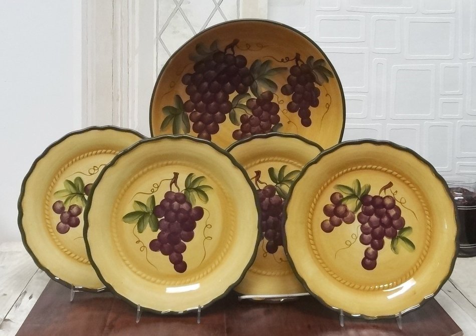 3 Tuscany Grape Serving Bowls Set Fruit Mixing N3