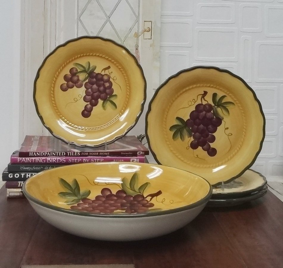 3 Tuscany Grape Serving Bowls Set Fruit Mixing N5
