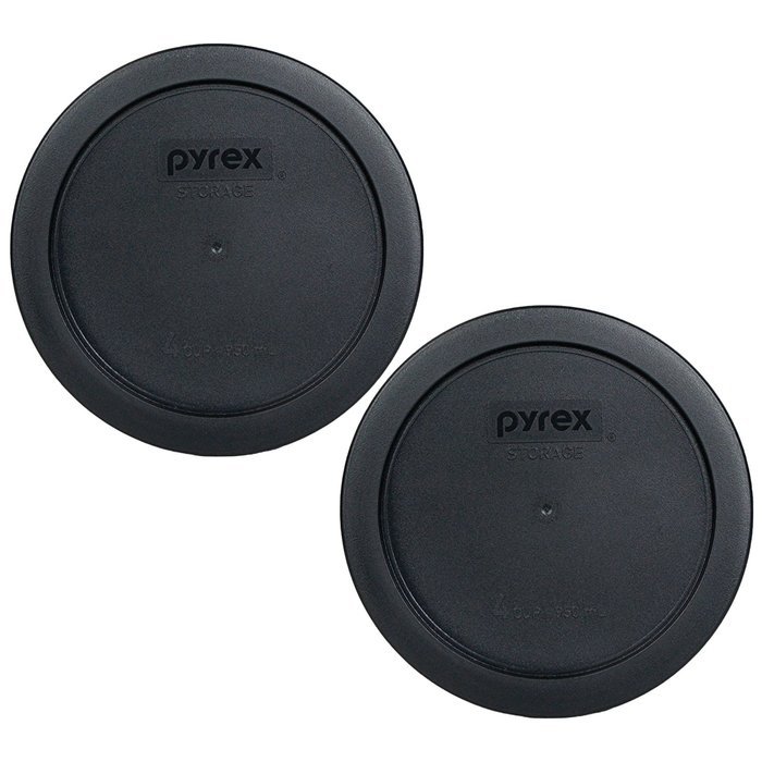 Pyrex 7201-PC Round 4 Cup Storage Lid for Glass Bowls (2, Midnight Black)