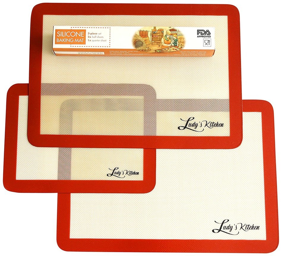 Ludy's Kitchen 3-Pc Silicone Bakeware Set - Professional Grade Silicone Baking Mats - Replaces Parchment Paper...