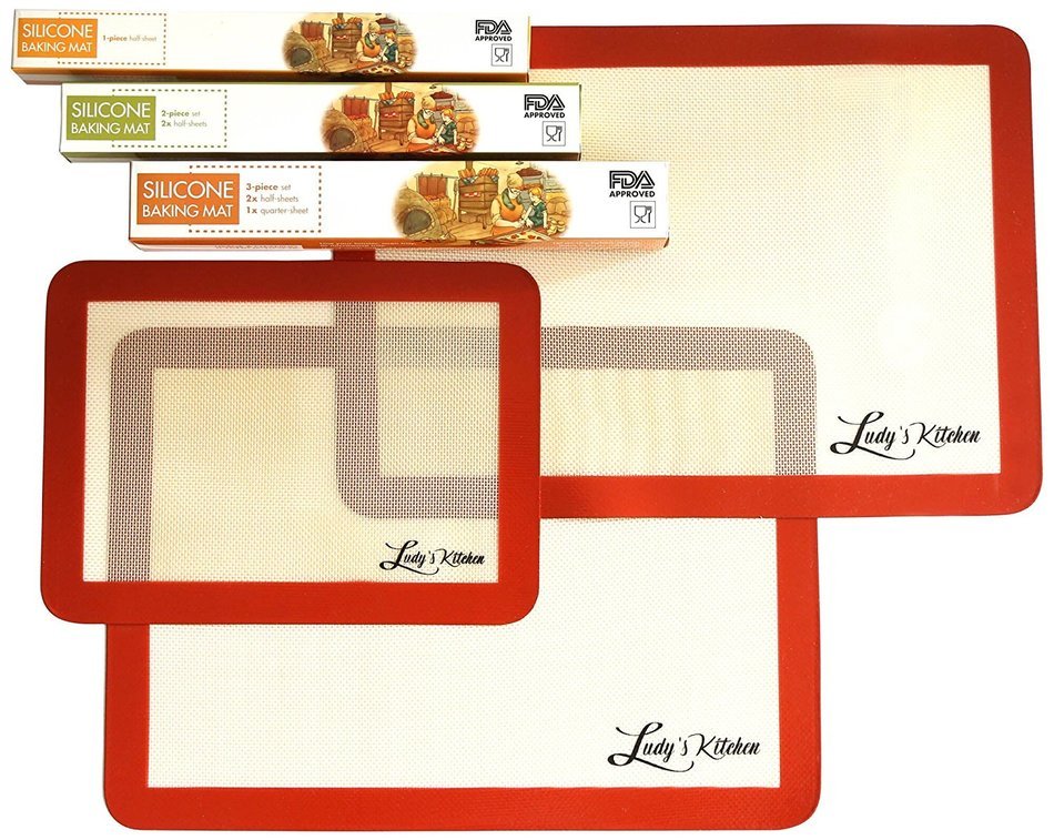Ludy's Kitchen 3-Pc Silicone Bakeware Set - Professional Grade Silicone Baking Mats - Replaces Parchment Paper... N13