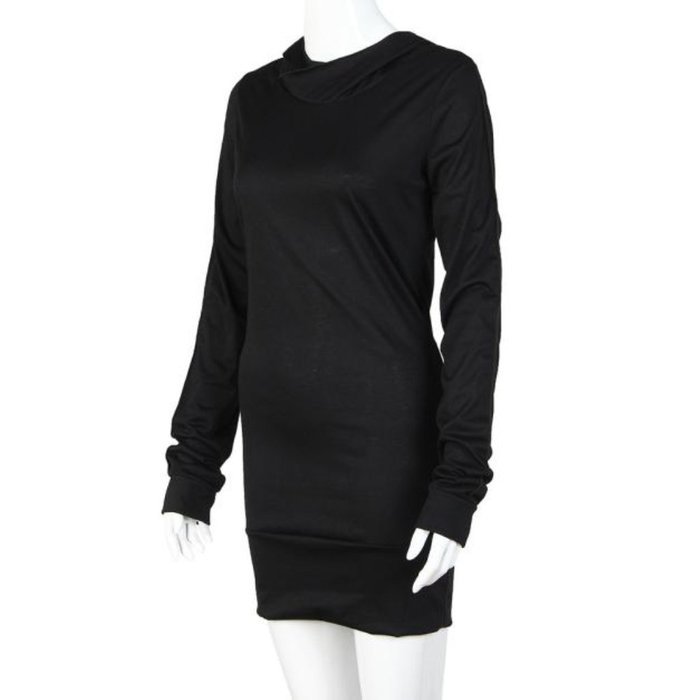 AIMTOPPY Women Autumn Long Sleeve Pure Color Hooded Hoodies Slim Fit Coat Skirt (XL, Black) N4