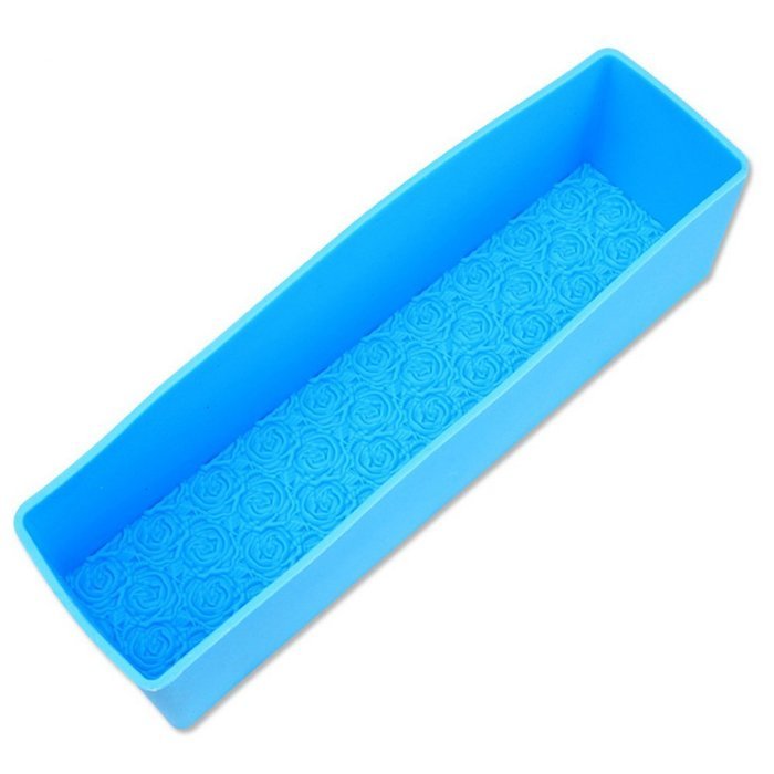 Biowow 1pcs Silicone Rectangular Soap Loaf Toast Rose Pattern Mold Mould