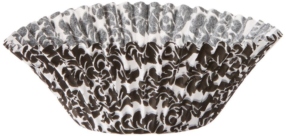 Oasis Supply Damask Design Baking Cups, Jumbo, 100-Count, Black