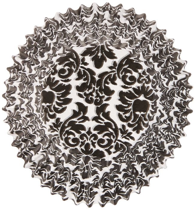 Oasis Supply Damask Design Baking Cups, Jumbo, 100-Count, Black N2