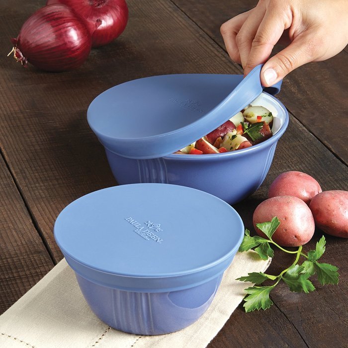 Paula Deen Savannah Collection Stoneware 24-Oz. Serve & Save Round Container with Silicone Lid, Blueberry N3