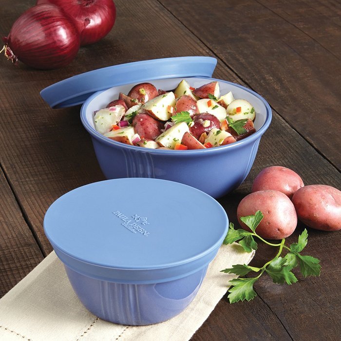 Paula Deen Savannah Collection Stoneware 24-Oz. Serve & Save Round Container with Silicone Lid, Blueberry N4
