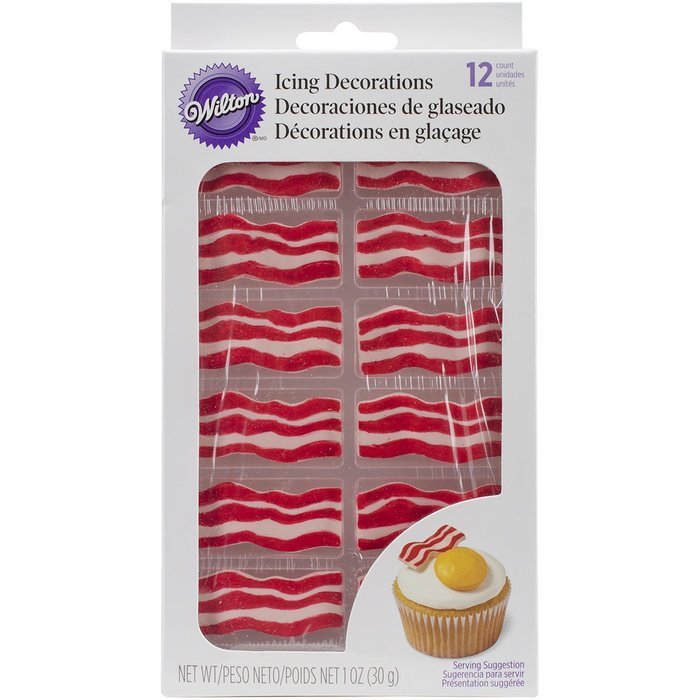 Wilton 710-6010 12 Count Bacon Icing Decorations, Assorted