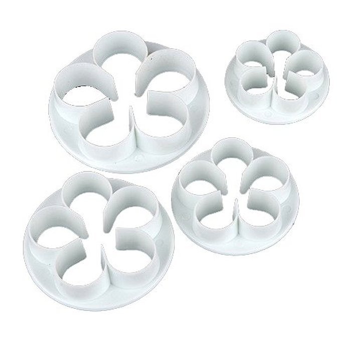 Generic 4Pcs/Set Rose Flower Petal Shape Cake Sugarcraft Fondant Cookies Plungers Cutters Decorating Tools (White)