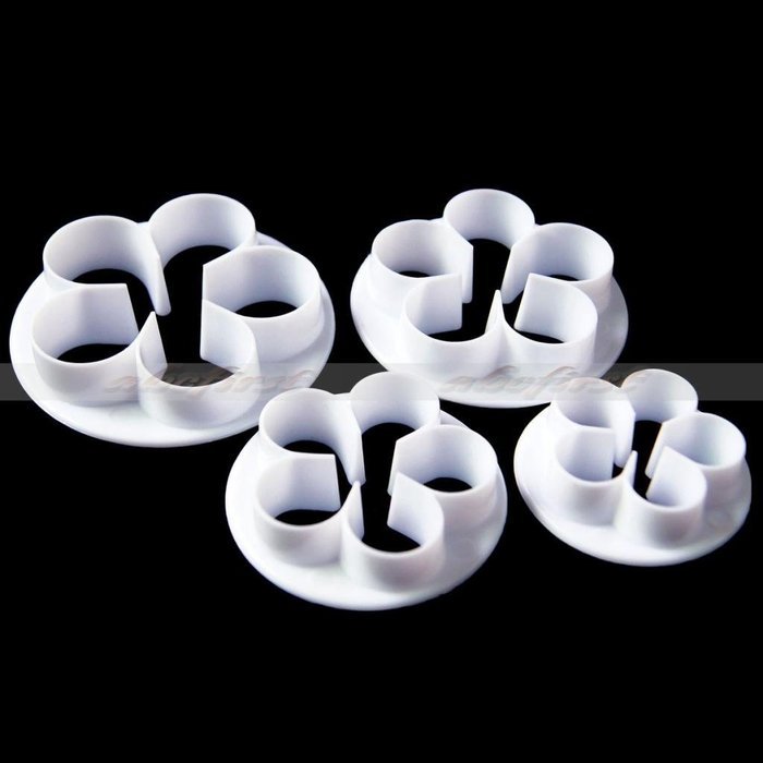 Generic 4Pcs/Set Rose Flower Petal Shape Cake Sugarcraft Fondant Cookies Plungers Cutters Decorating Tools (White) N2
