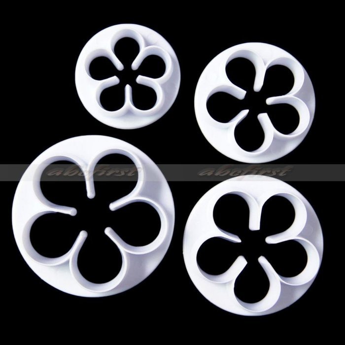 Generic 4Pcs/Set Rose Flower Petal Shape Cake Sugarcraft Fondant Cookies Plungers Cutters Decorating Tools (White) N3