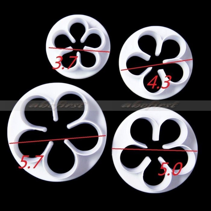 Generic 4Pcs/Set Rose Flower Petal Shape Cake Sugarcraft Fondant Cookies Plungers Cutters Decorating Tools (White) N5