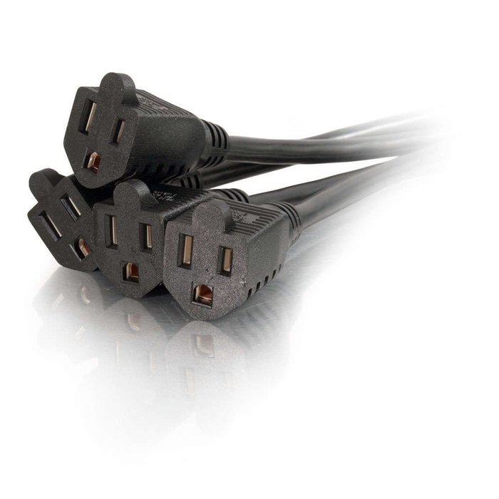 C2G / Cables To Go 29803 18IN 16 AWG 1-to-4 Power Cord Splitter for NEMA 5-15P to 4 NEMA 5-15R N3