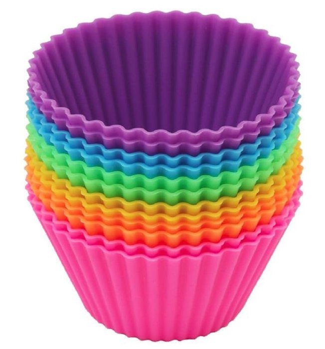 Mikey Store Silicone Baking Cups, Cupcake Cases, Reusable Cupcake Liners Cake Molds in Storage Container (A) (... N6