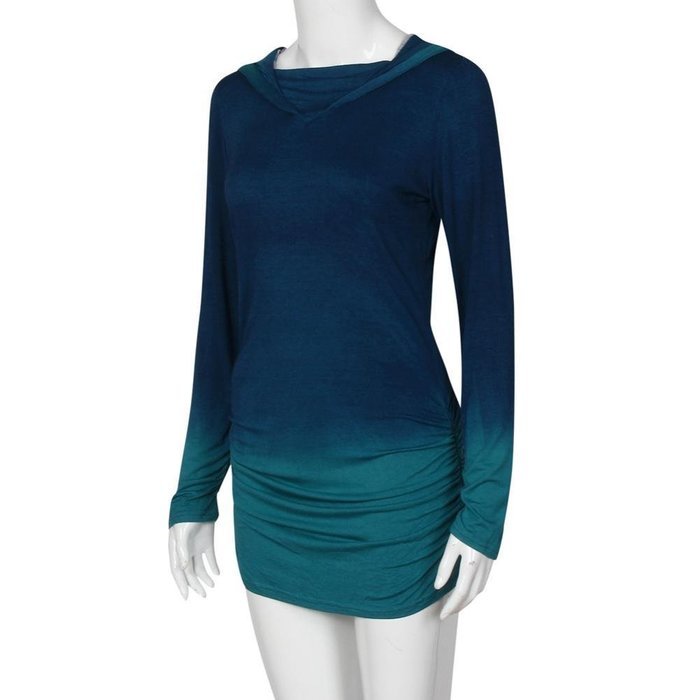 AIMTOPPY Fashion Women Hoodies Sweatshirts Long Sleeve Hooded Gradient Color Tops (XL, Blue) N3