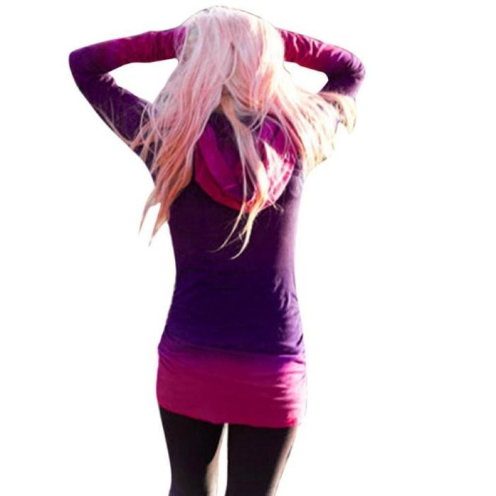AIMTOPPY Fashion Women Hoodies Sweatshirts Long Sleeve Hooded Gradient Color Tops (XL, Blue) N8