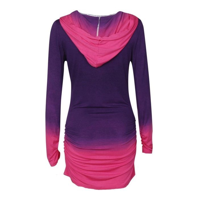 AIMTOPPY Fashion Women Hoodies Sweatshirts Long Sleeve Hooded Gradient Color Tops (XL, Blue) N12