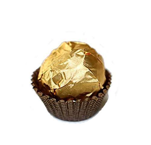 Glassine Chocolate Candy Cups No.4 - 1''x3/4'' - Brown with Gold Stripes - 300pcs