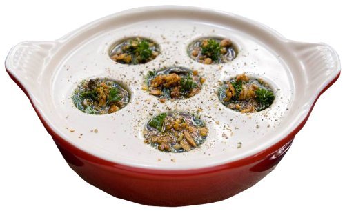 Le Creuset PG0017-0067 Stoneware 6 Hole Escargot Dish, Red