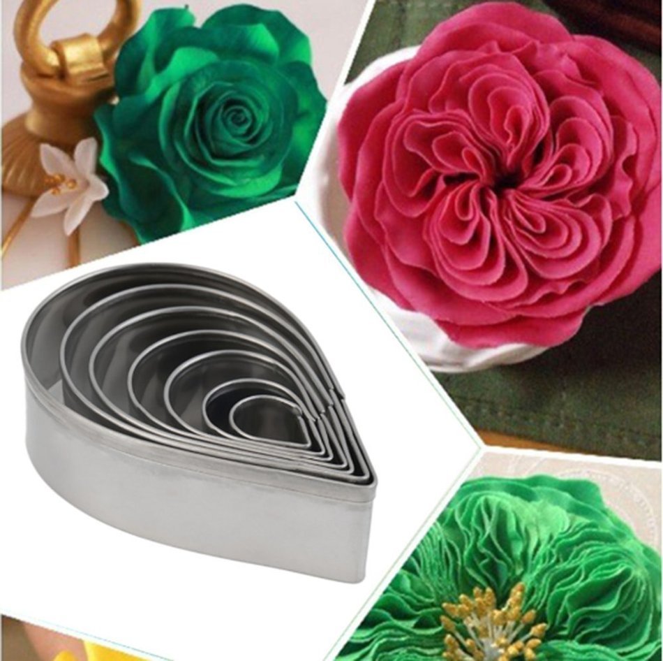 CountyLinen Gum Paste Fondant 7-Piece Rose Petal Cutter Set for cake decorating tools, 1/2-Inch to 2-3/4-Inch N4