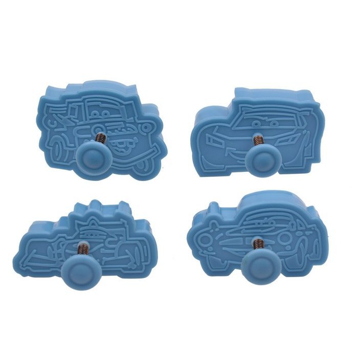 Ckeyin &reg; 4pcs Spring Plunger Pressing Car Shapes 3D Cookie Cutter Cutting Biscuit Pastry Cake Topper Decorating... N2
