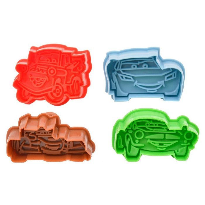 Ckeyin &reg; 4pcs Spring Plunger Pressing Car Shapes 3D Cookie Cutter Cutting Biscuit Pastry Cake Topper Decorating... N4