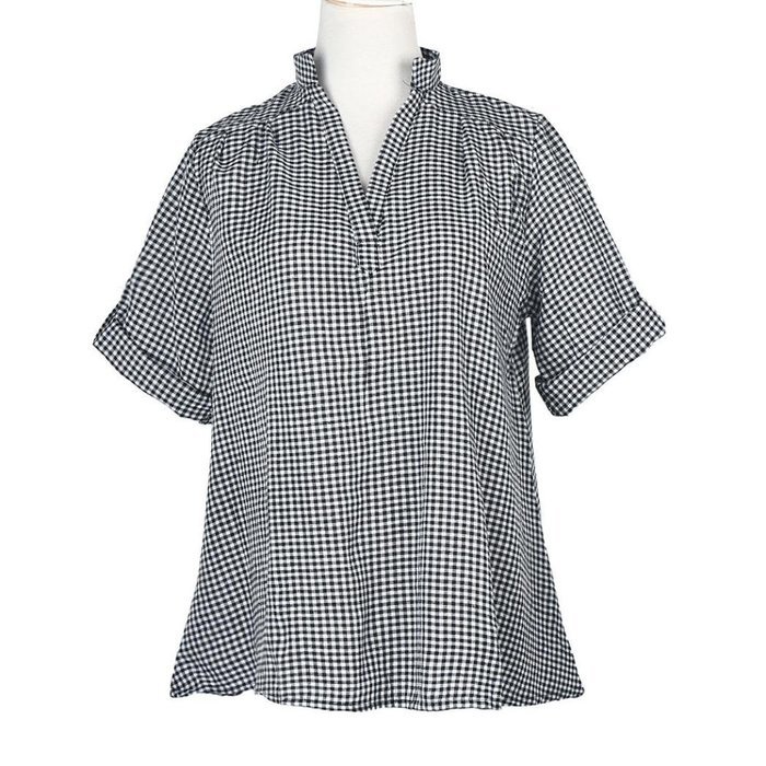 AIMTOPPY Women Loose Pullover Plaid T Shirt Long Sleeve Tops Shirt Blouse (XXXXXL, white)