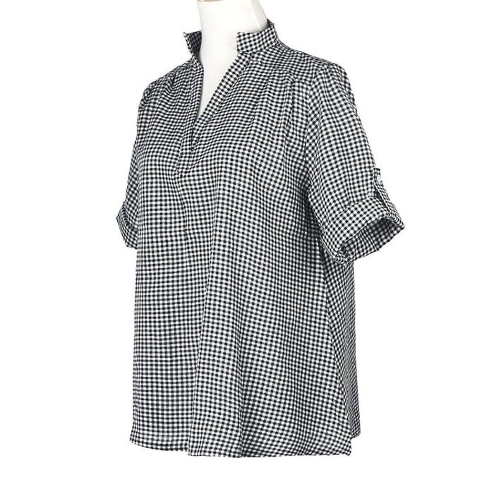 AIMTOPPY Women Loose Pullover Plaid T Shirt Long Sleeve Tops Shirt Blouse (XXXXXL, white) N2