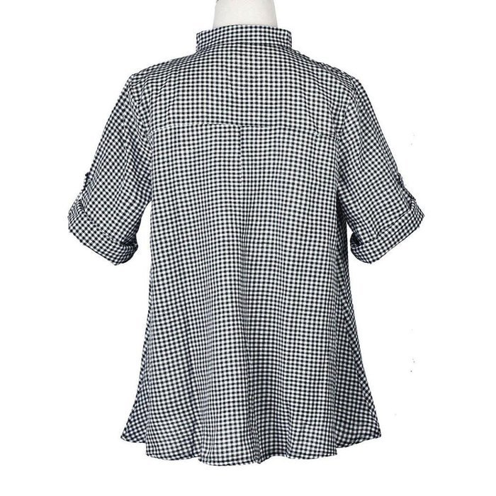 AIMTOPPY Women Loose Pullover Plaid T Shirt Long Sleeve Tops Shirt Blouse (XXXXXL, white) N3