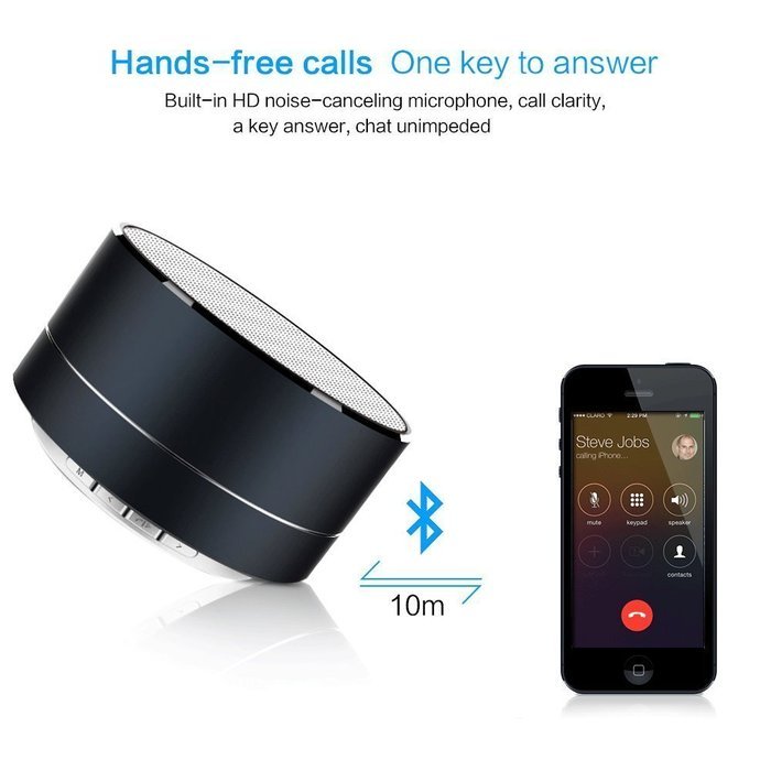 Apltch LED Aluminum Alloy Cylinder Clear Bass Wireless Mini Speakers Handsfree Music Subwoofer Stereo Speaker... N5